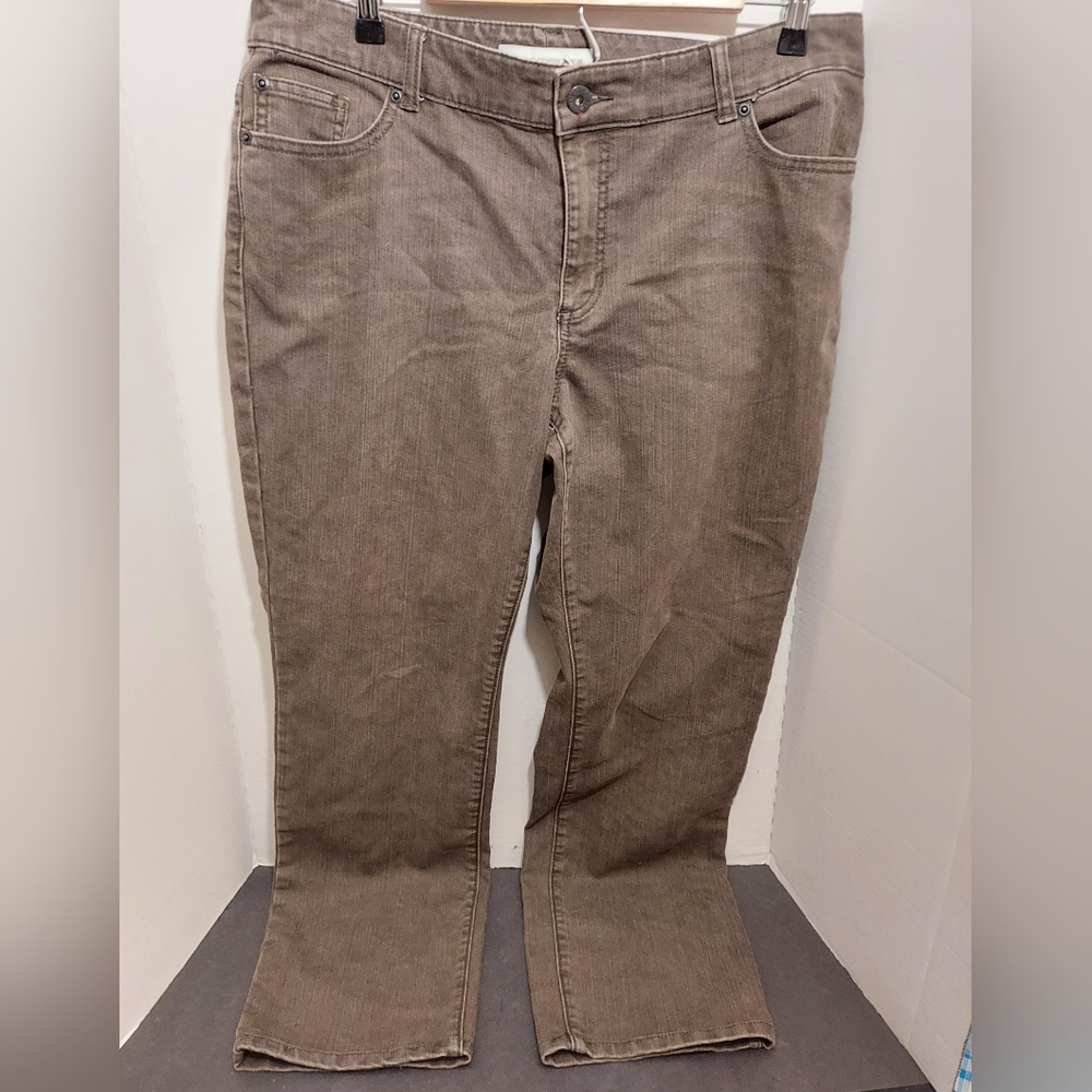Chicos Platinum Ultimate Fit Slim Leg Brown Mom Jeans Size 2.5 Short 14 36x28